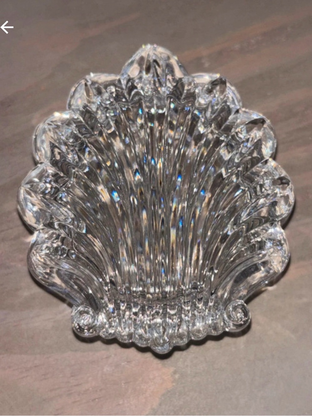 Vintage Clear Crystal Scalloped SeaShell Trinket Box